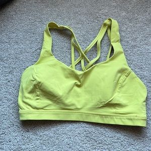 Lululemon size 8 Free to Be Bra 2 highlighter/chartreuse